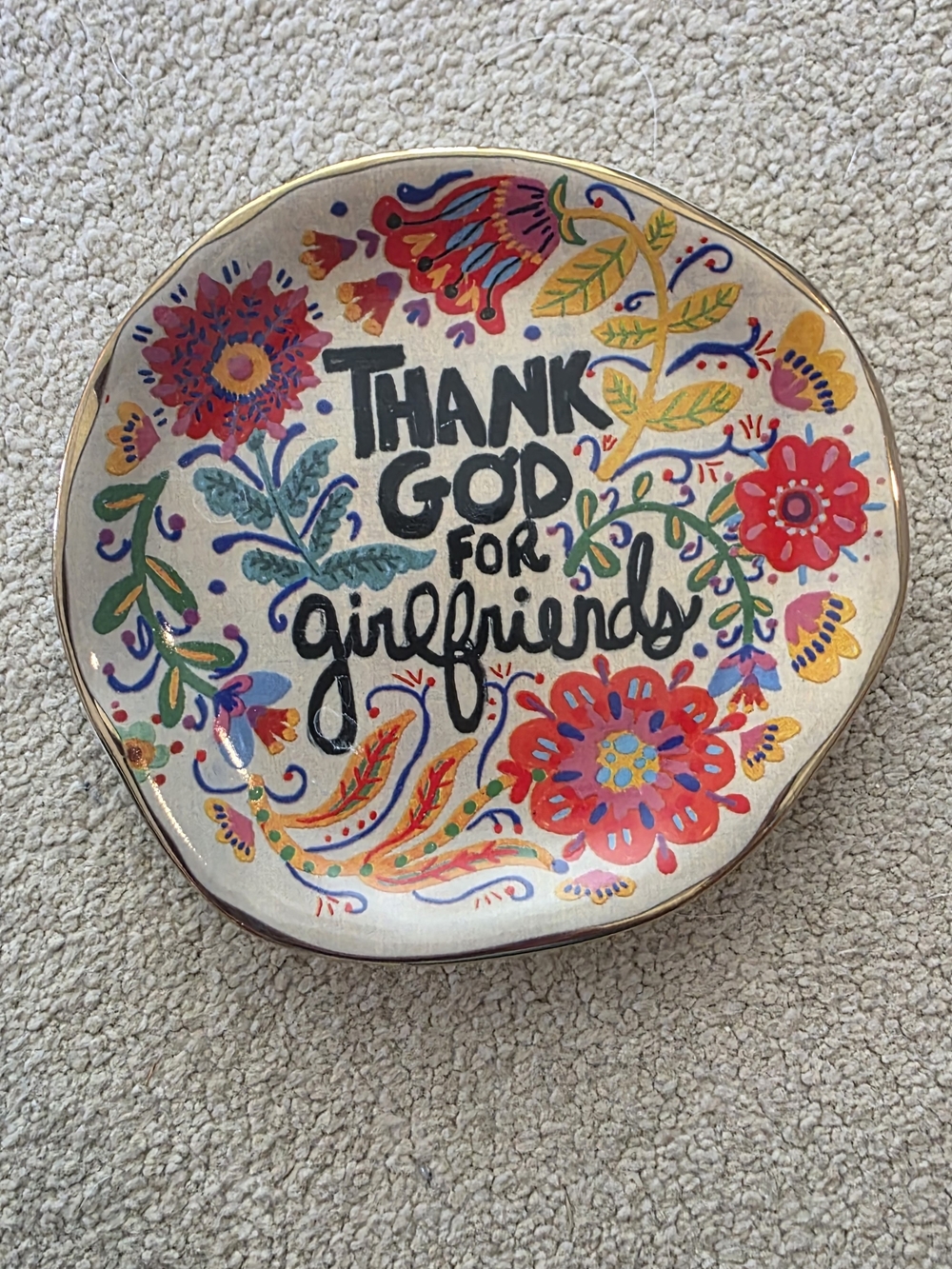 Natural Life "Thank God for Girlfriends" Decorative Floral Jewelry Dish